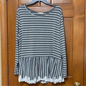 Gray and white striped tunic shirt. Only worn a few times